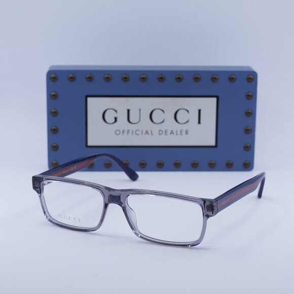 Final Price! Gucci GG0752O 003 Grey/Blue Eyeglasses 56mm